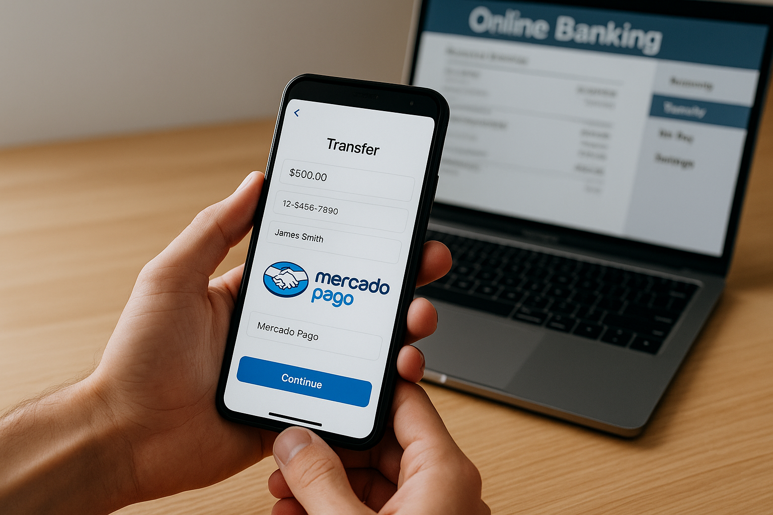 Imagen de transferencia electrónica bancaria a Mercado Pago