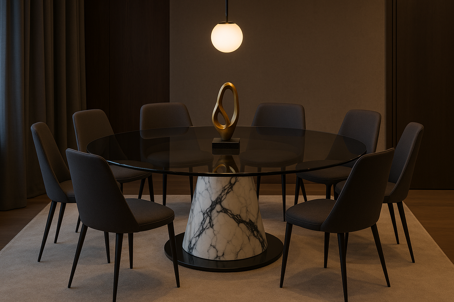 Mesa mármol vidrio biselado lifestyle 3