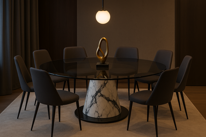 Mesa mármol vidrio biselado lifestyle 3