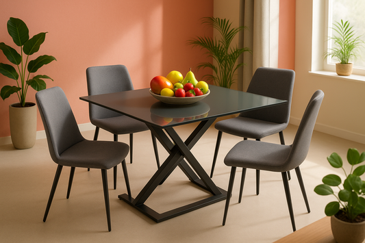 Mesa pequeña comedor base geométrica con sillas