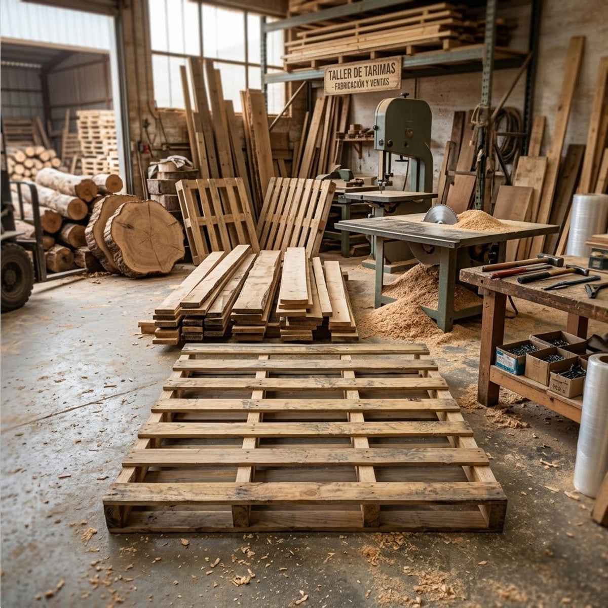 Tarima Industrial de Uso Rudo Pallet de Madera Reciclada